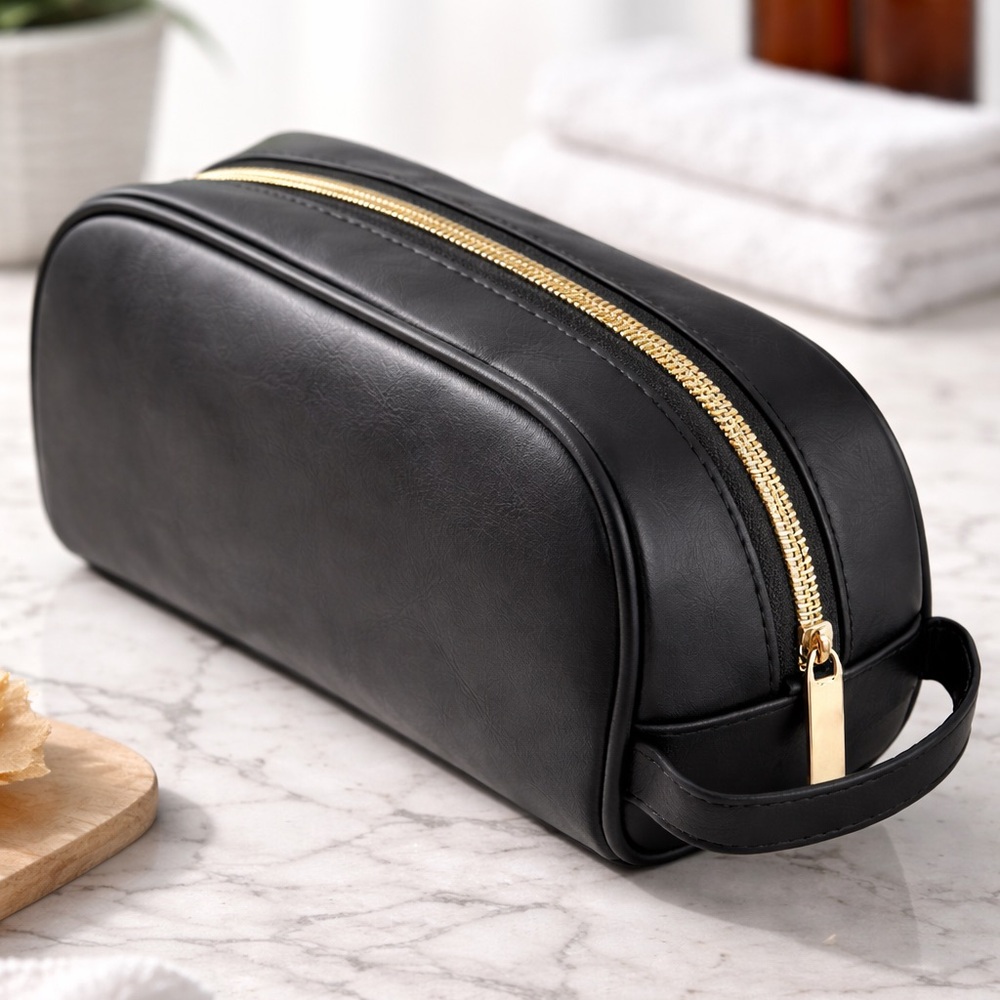 Elegant Black 's Travel Toiletry Bag with Gold Zipper Black Travel/makeup Bag